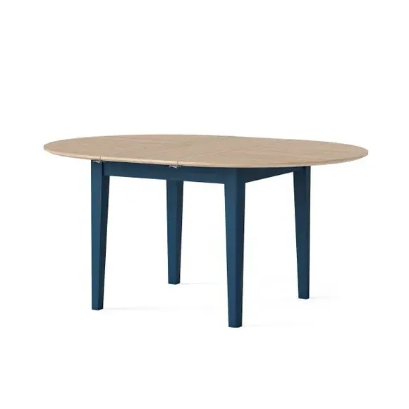 Round Extendable Dining Table - Navy, Oak Effect