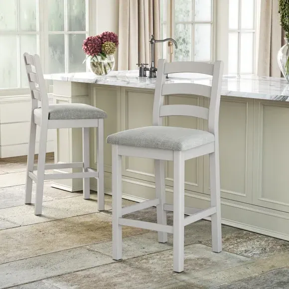 Set of 2 Counter Height Bar Stools - Stone, Pine