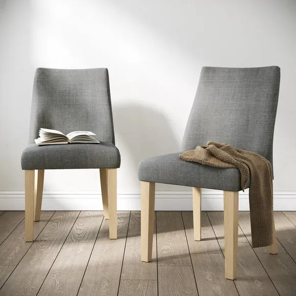 Set of 2 Dining Chairs - Charcoal, Luna Fabric