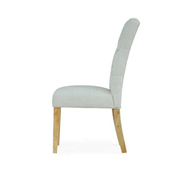 Set of 2 Dining Chairs with Buttons - Natural, Fabric