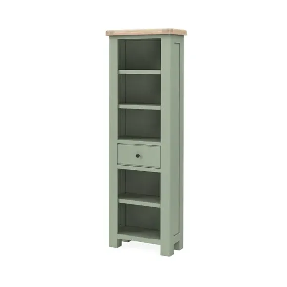 Slim Bookcase with Drawer - Sage, Oak image