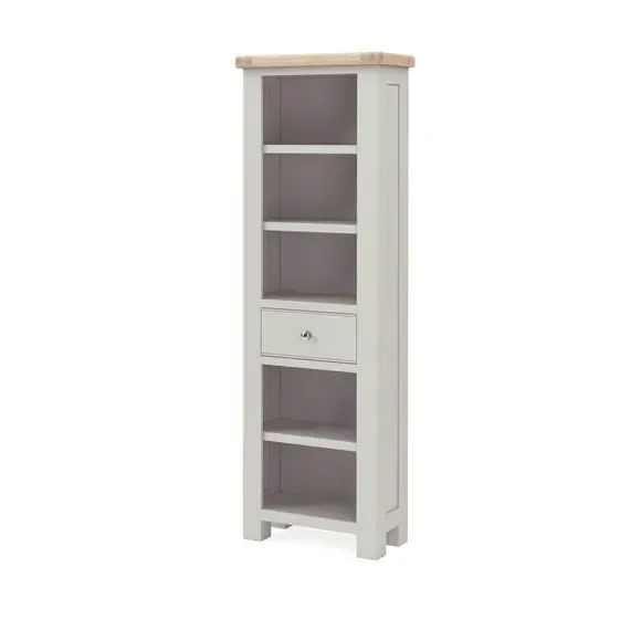 Slim Bookcase with Drawer - Stone, Oak