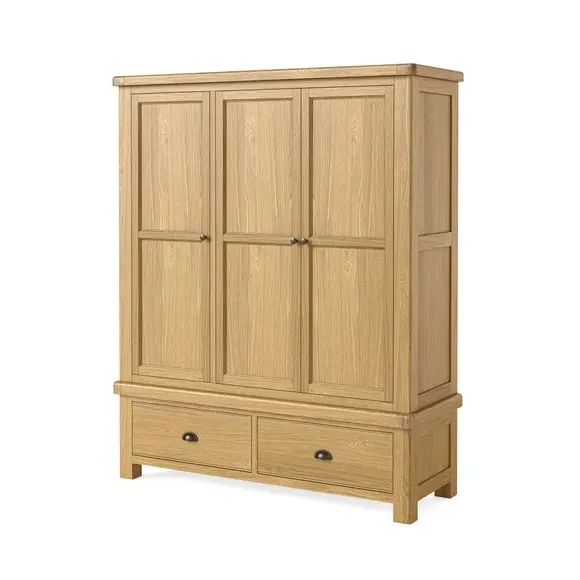 Triple Wardrobe with Double Rail - Oak