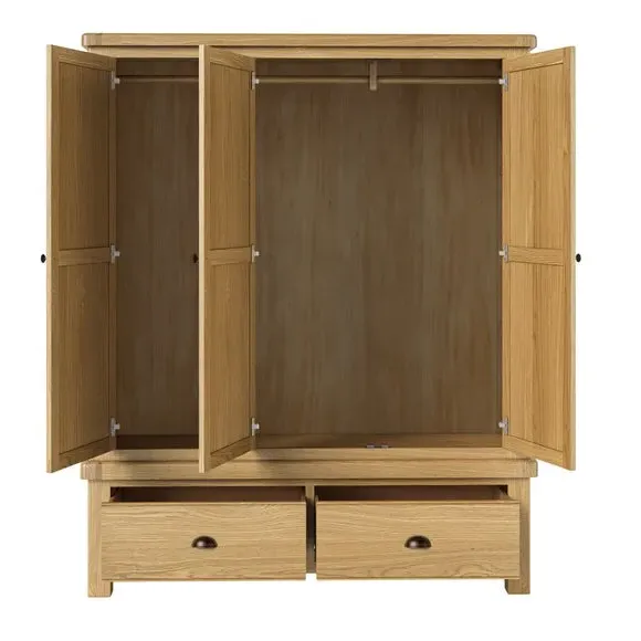 Triple Wardrobe with Double Rail - Oak