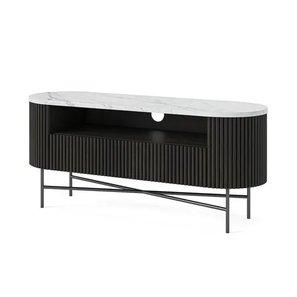 TV Unit with Storage - Black, Mango Wood