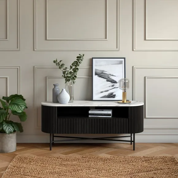 TV Unit with Storage - Black, Mango Wood image