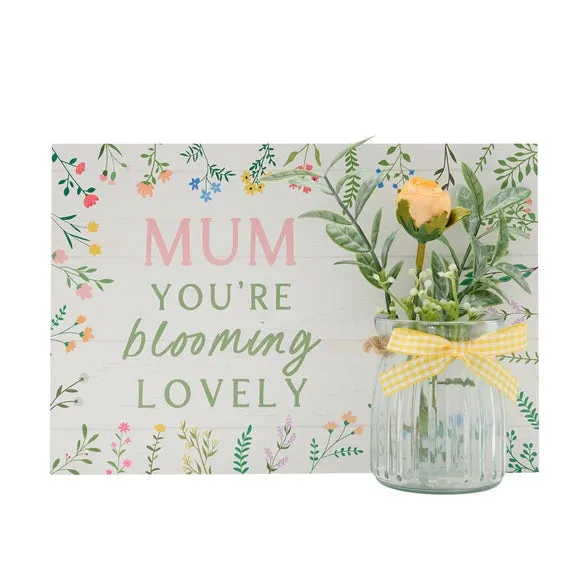 Floral Wall Ornament with Jar - White
