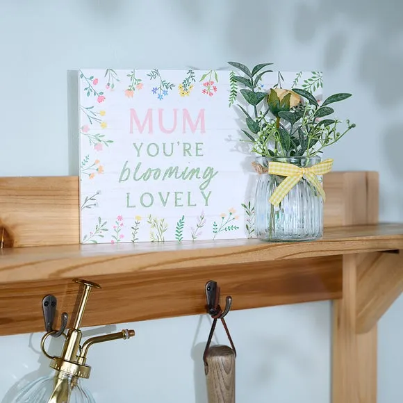 Floral Wall Ornament with Jar - White image