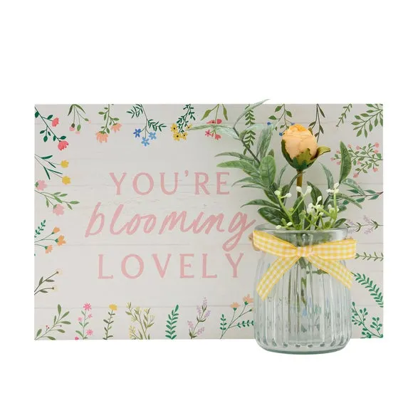 Floral Wall Plaque with Jar - White