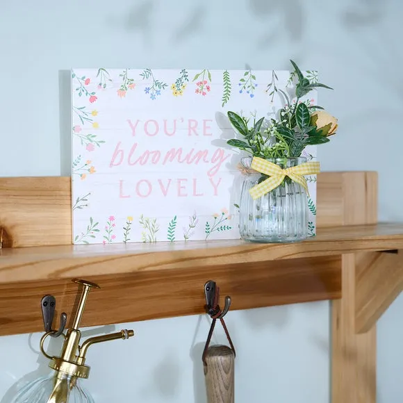 Floral Wall Plaque with Jar - White image