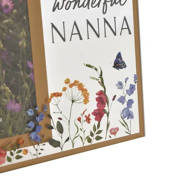 Portrait Photo Frame with Floral Design - Glass