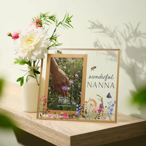Portrait Photo Frame with Floral Design - Glass image