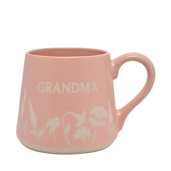 Stoneware Mug with Floral Design - Pink
