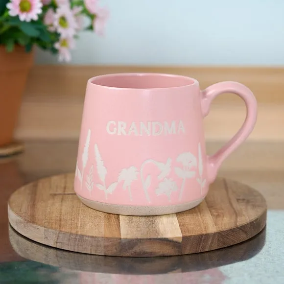 Stoneware Mug with Floral Design - Pink image