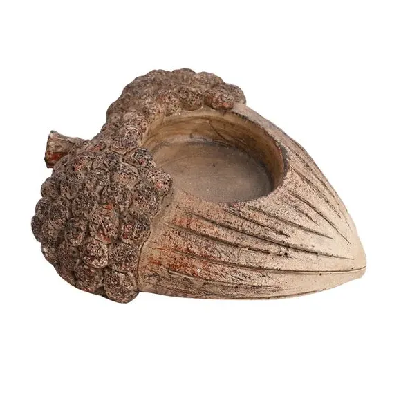 Acorn Tealight Holder - Brown, Wood Effect Resin