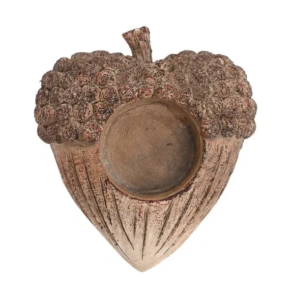 Acorn Tealight Holder - Brown, Wood Effect Resin