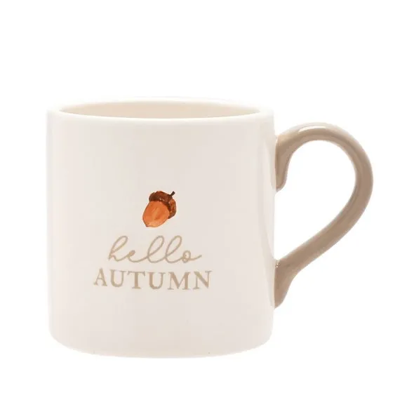 Ceramic Mug with Autumn Motif - White