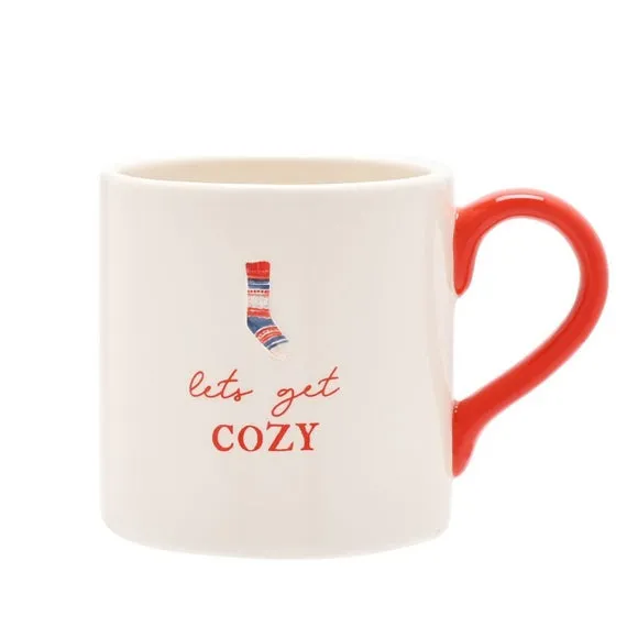 Ceramic Mug with Cosy Motif - White
