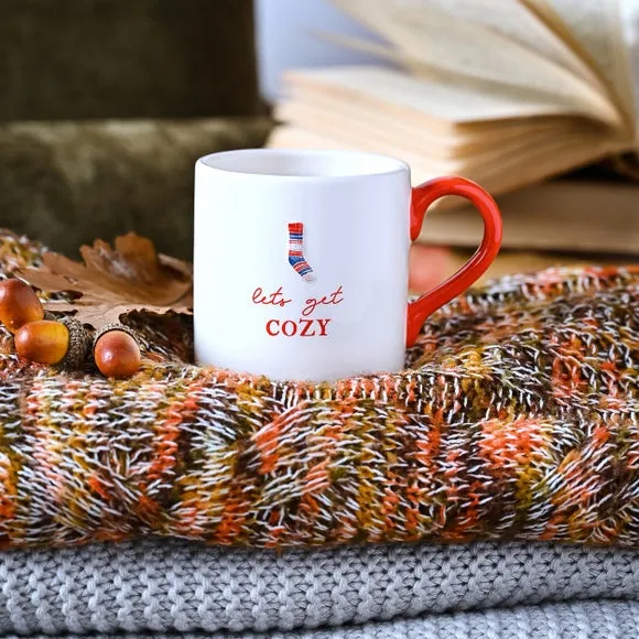 Ceramic Mug with Cosy Motif - White image