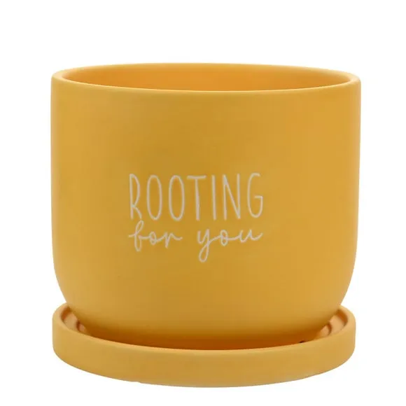 Ceramic Plant Pot with Text - Yellow image