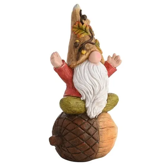 Gnome on Acorn Ornament - Brown, Ceramic