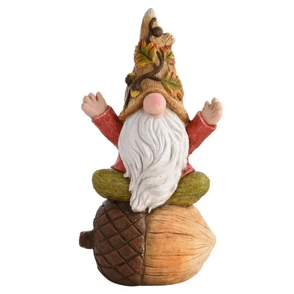 Gnome on Acorn Ornament - Brown, Ceramic image