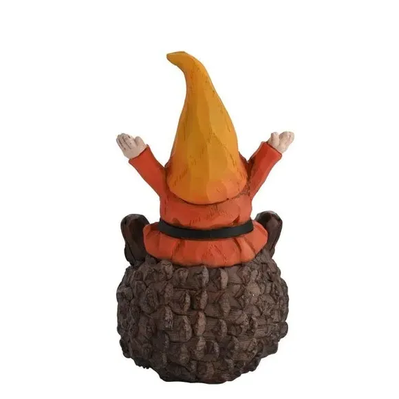 Gnome on Pinecone Ornament - Brown, Resin