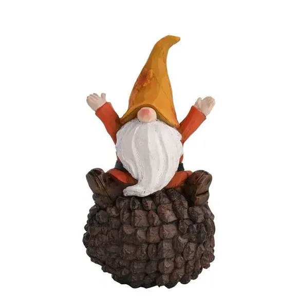 Gnome on Pinecone Ornament - Brown, Resin image