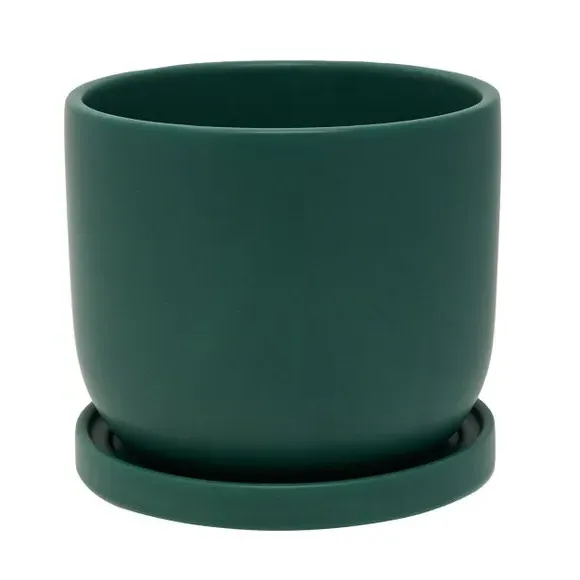 Plant Pot with Text - Green, Ceramic