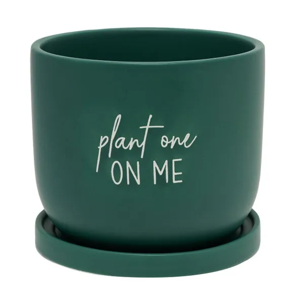 Plant Pot with Text - Green, Ceramic image