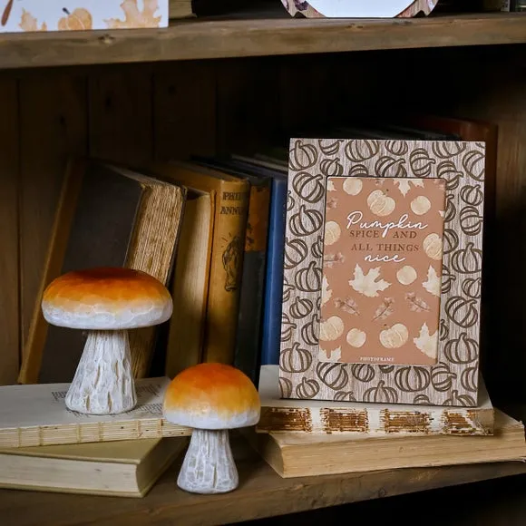 Pumpkin Pattern Photo Frame - Brown, Wood image