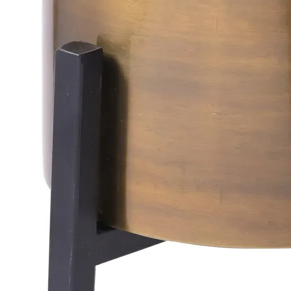 Set of 2 Plant Pots with Stands - Gold, Metal