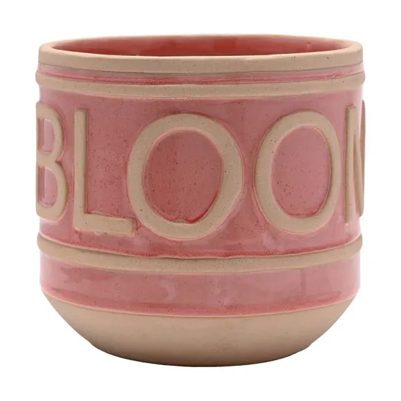 Set of 2 Plant Pots with Text - Multicolor, Ceramic