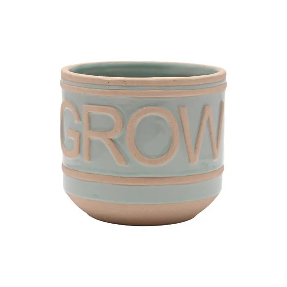Set of 2 Plant Pots with Text - Multicolor, Ceramic