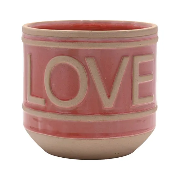 Set of 2 Plant Pots with Text - Multicolor, Ceramic