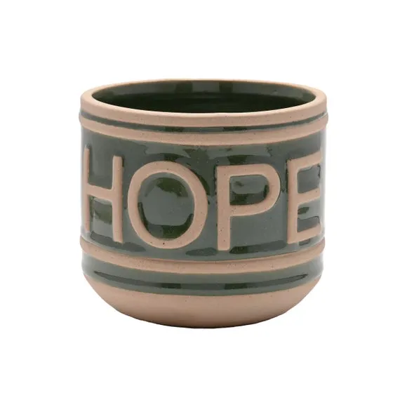 Set of 2 Plant Pots with Text - Multicolor, Ceramic