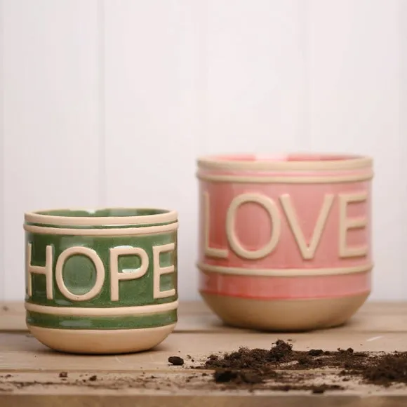 Set of 2 Plant Pots with Text - Multicolor, Ceramic image