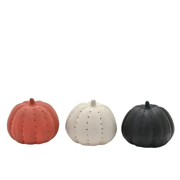 Set of 3 LED Pumpkin Lights - Multicolor, Ceramic image