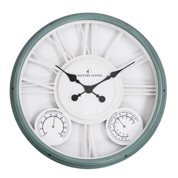 Skeleton Wall Clock with Weather Station - Blue image