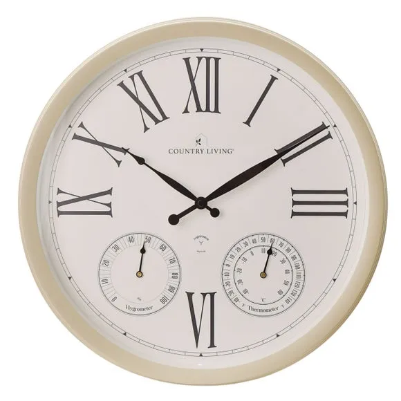Wall Clock with Thermometer - White image