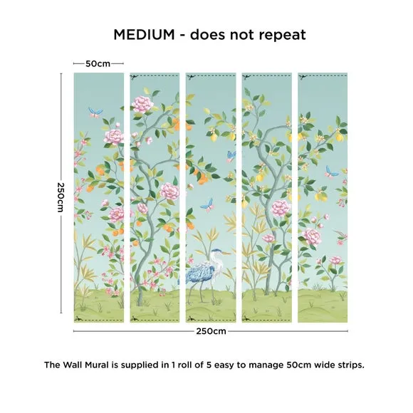 Chinoiserie Floral Wall Mural - Blue
