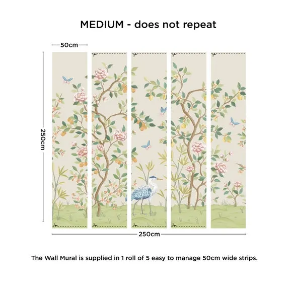 Chinoiserie Floral Wall Mural - Natural