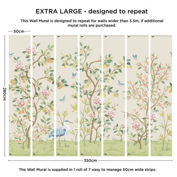 Chinoiserie Floral Wall Mural - Natural
