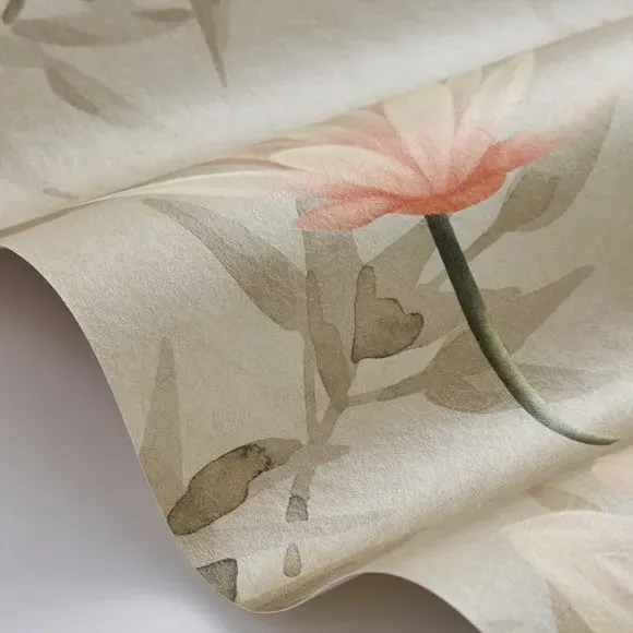 Crane Wall Mural with Pearlescent Finish - Natural