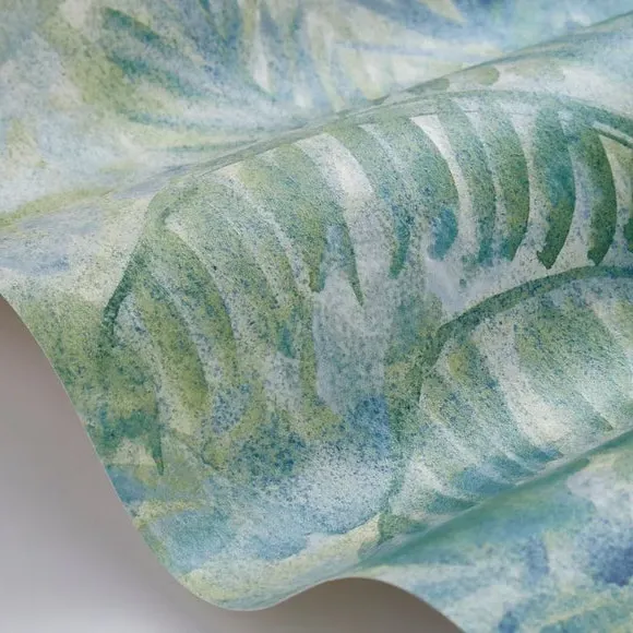 Floral Wall Mural with Pearlescent Finish - Blue