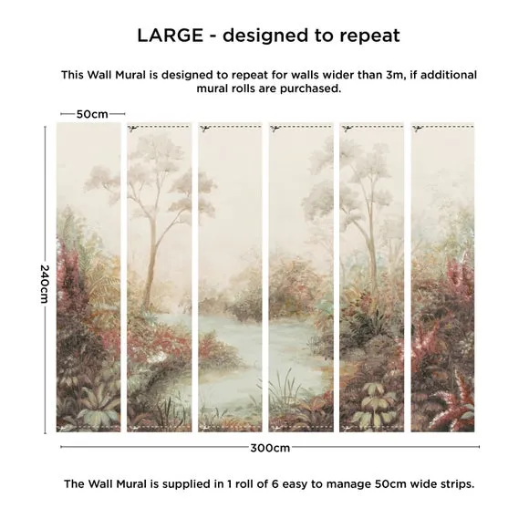 Floral Wall Mural with Pearlescent Finish - Natural