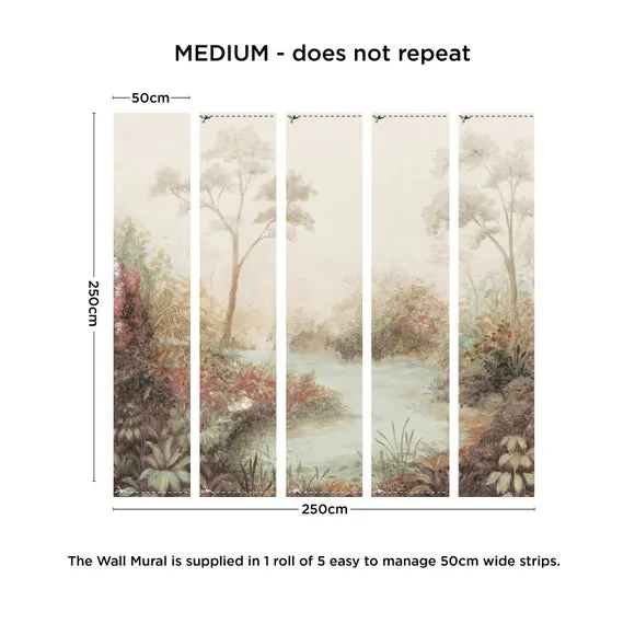 Floral Wall Mural with Pearlescent Finish - Natural