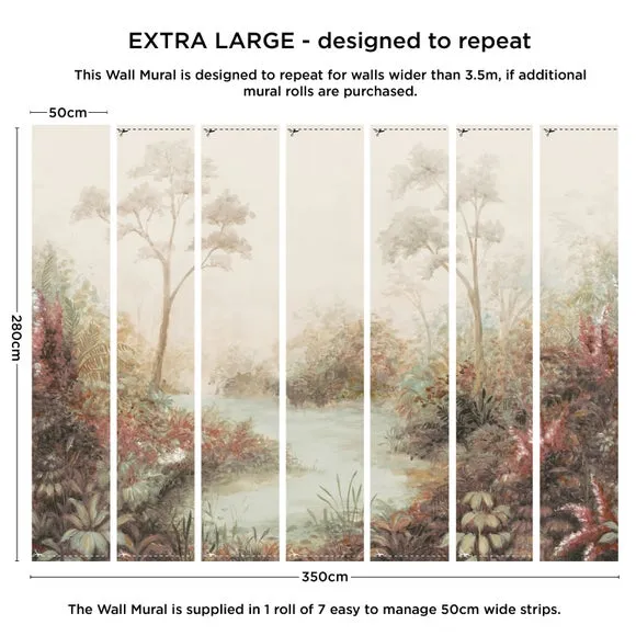 Floral Wall Mural with Pearlescent Finish - Natural