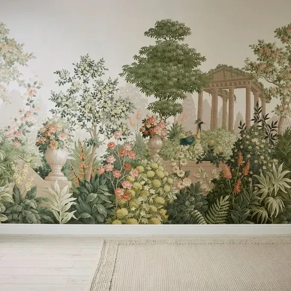 Landscape Garden Wall Mural - Green, Non-Woven