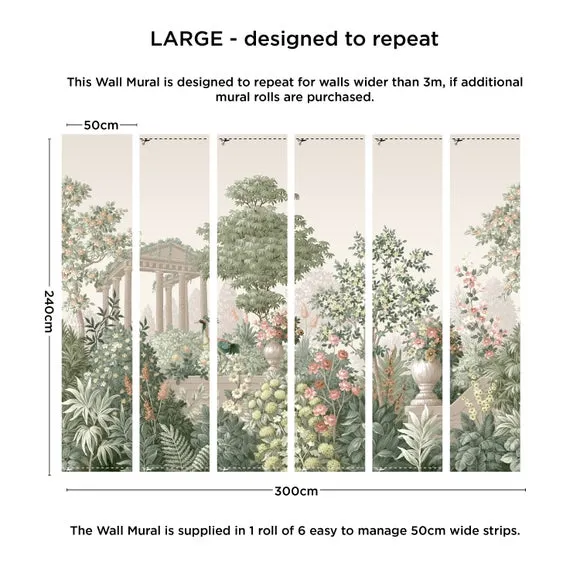 Landscape Garden Wall Mural - Green, Non-Woven